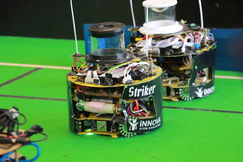 Picture of the robots from Robocup junior OpenWeight Soccer 2019